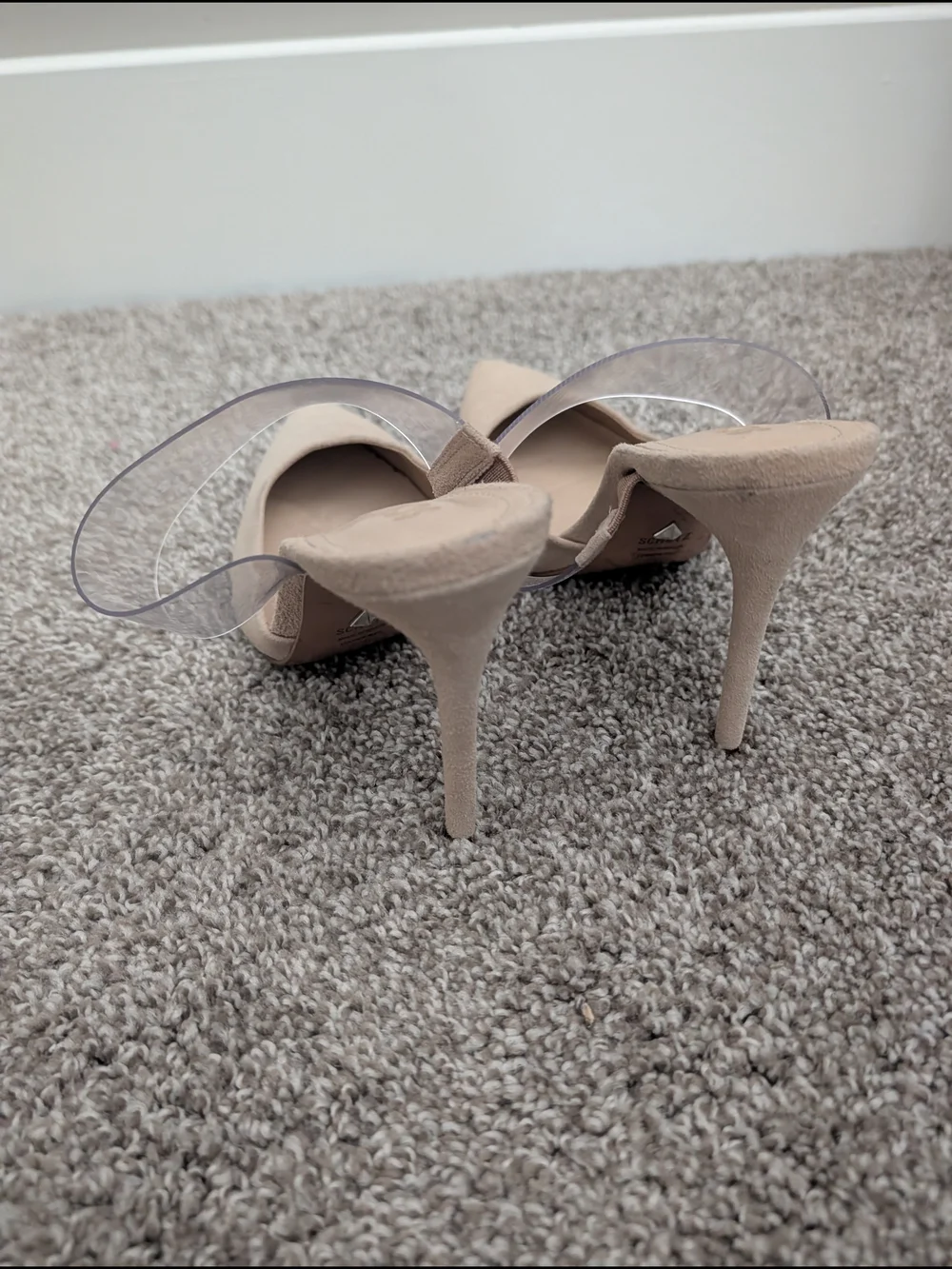 SCHUTZ Nude Pointed-Toe Pumps with Clear Strap - Picture 2 of 3